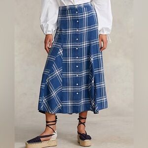 Polo Ralph Lauren Button-Front Twill Midi Skirt